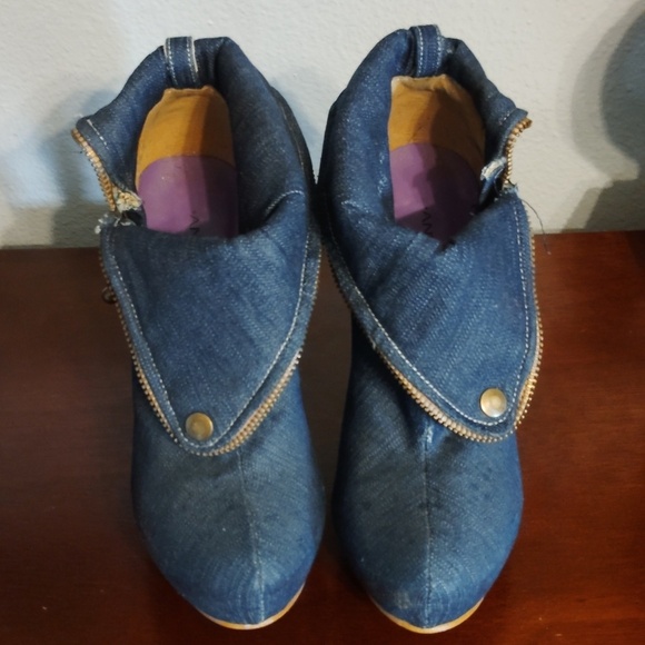 Andrea Denim Ankle Boots Zipper Size 7 - Picture 10 of 16